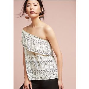 NWT Florine One Shoulder Top / White Ruffle Blouse
